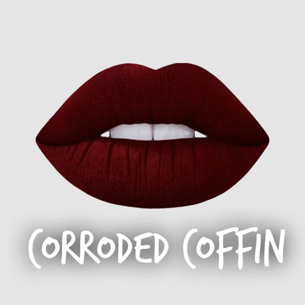 Radioactive Unicorn Corroded Coffin Matte Liquid Lipstick – Dark Red