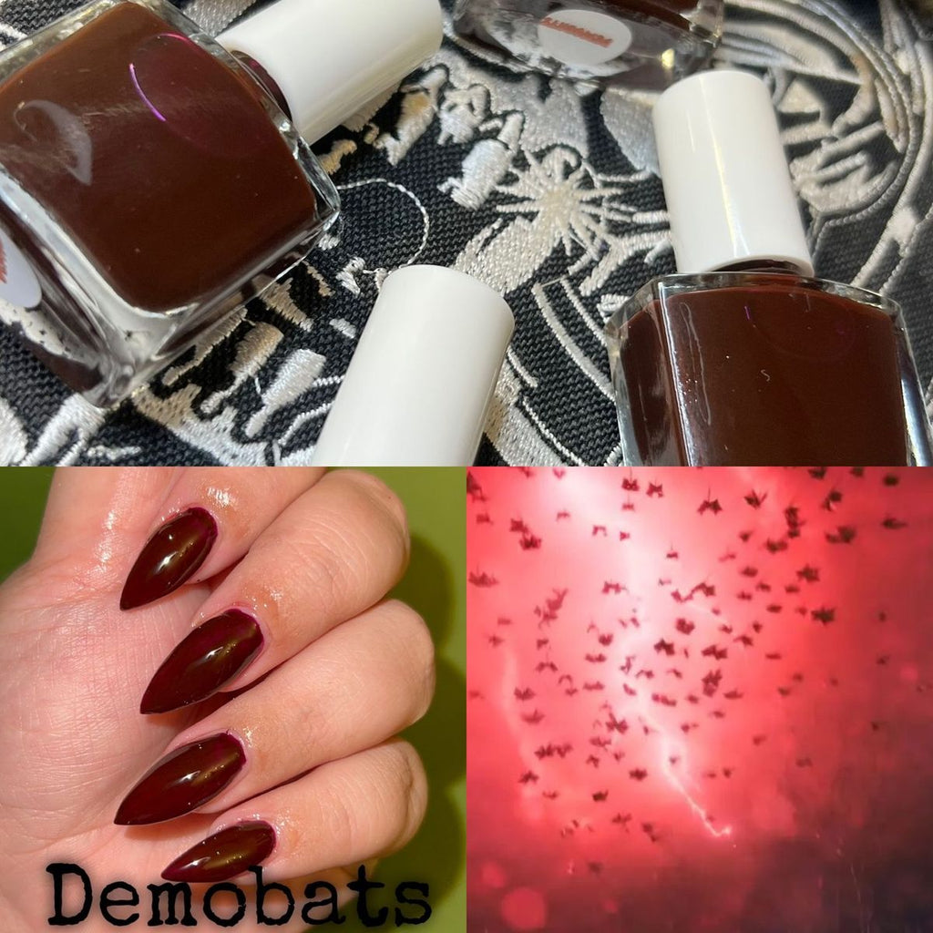 Radioactive Unicorn Demobats Nail Polish – Burgundy Red Purple 10ml