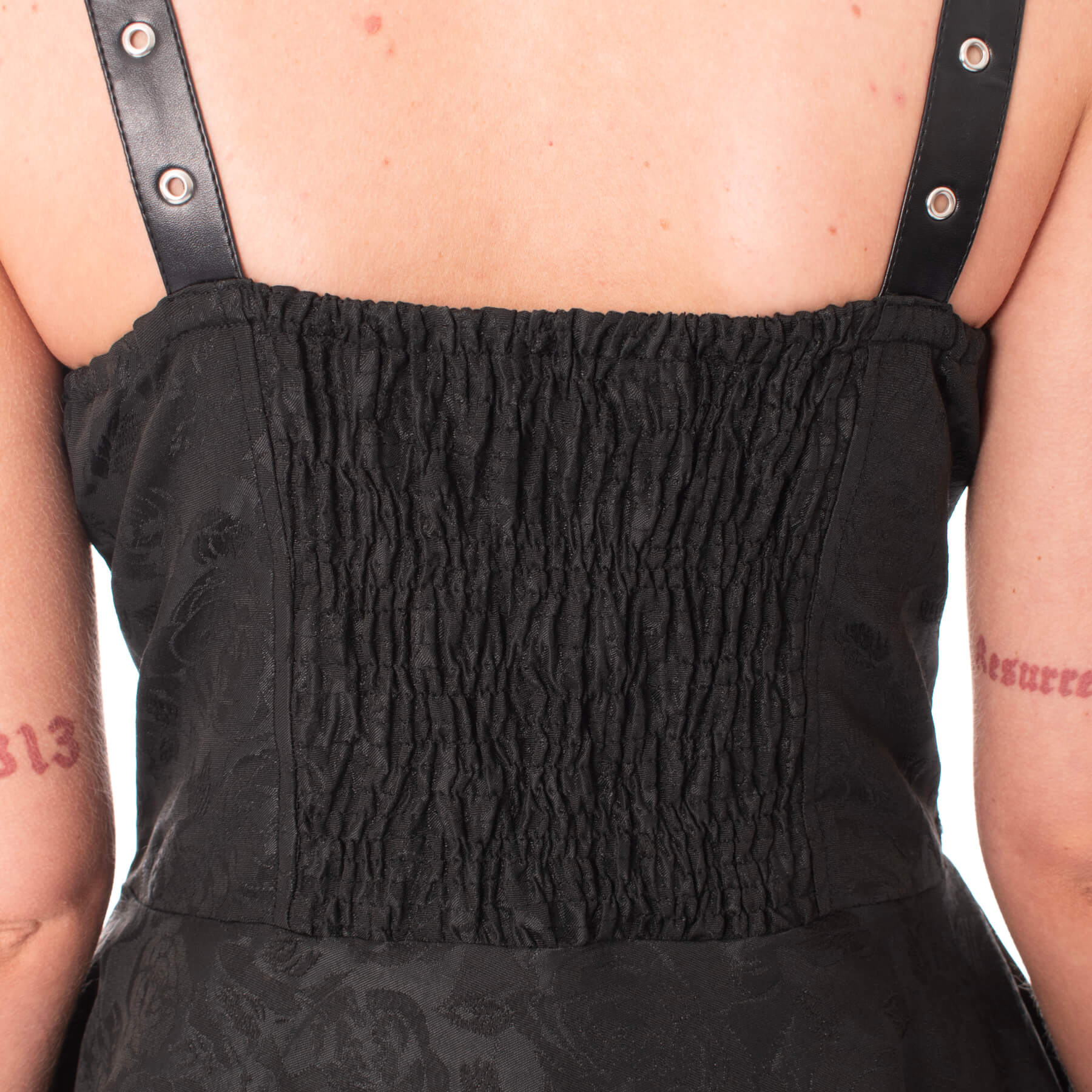 Poizen Industries Ravens Rose Gothic Corset Midi Dress – Black Lace-Up