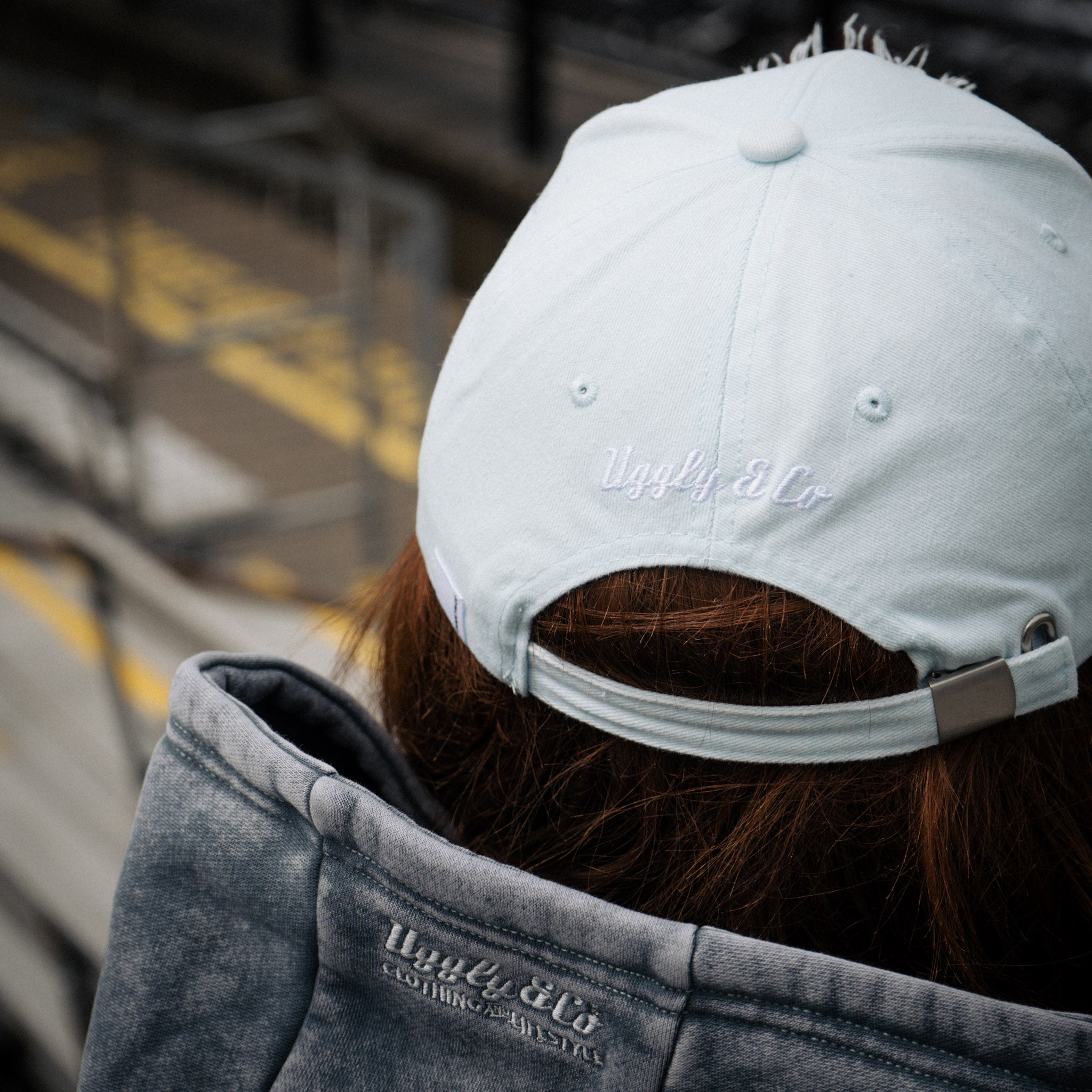 Uggly and Co Arctic Blue Diamond Vintage Cap – Acid Wash Distressed Hat