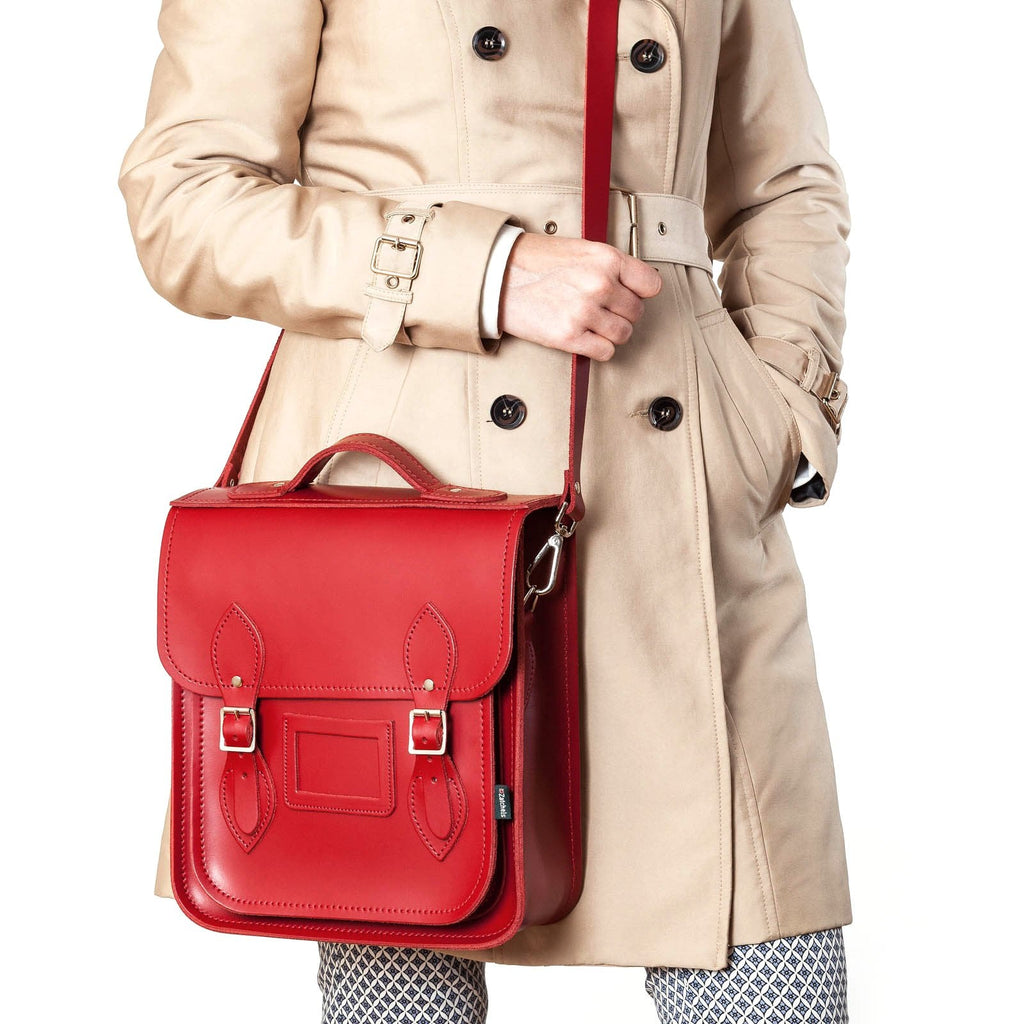 Handmade Leather City Backpack - Red