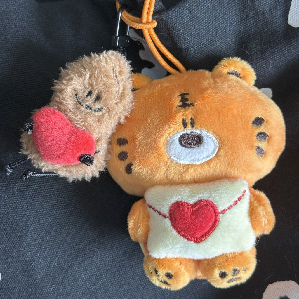 Plush Tiger and Peanut Bag Charm | Fickle Plan Soft Keychain Accessory