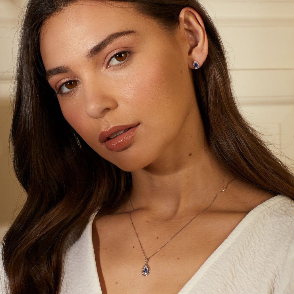 Gecko Jewellery 9ct Gold Teardrop Earrings with Precious Stones