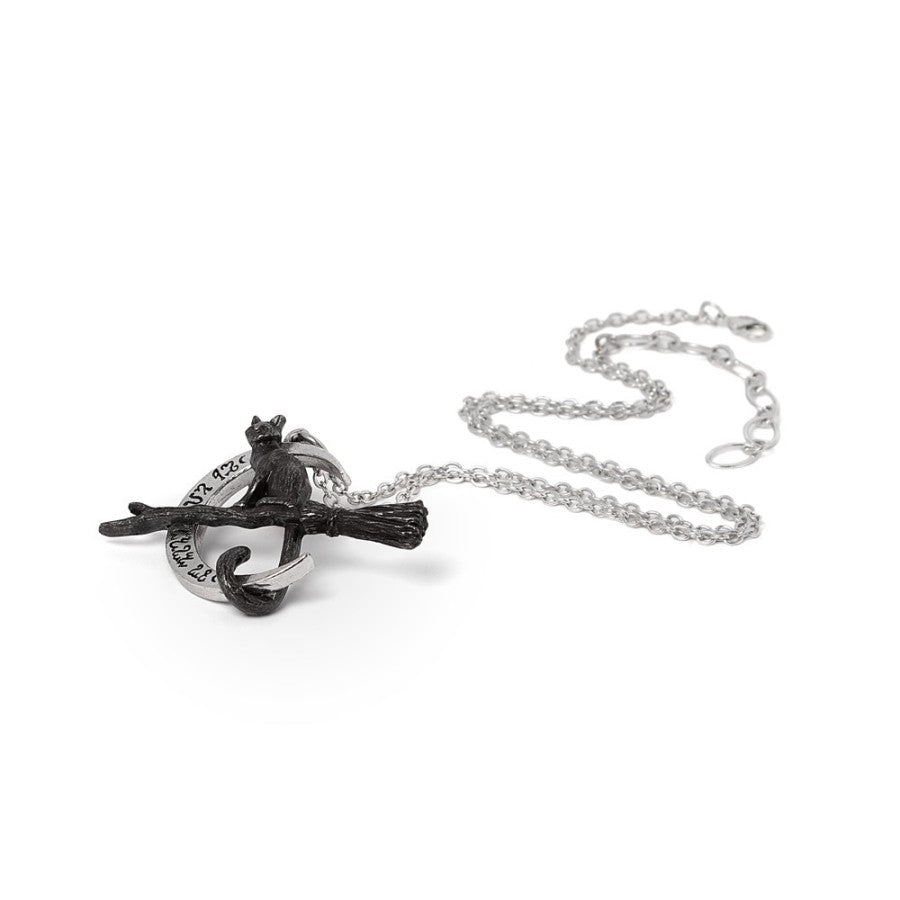 Alchemy Gothic Regina Covenorum Pewter Black Cat Moon Necklace