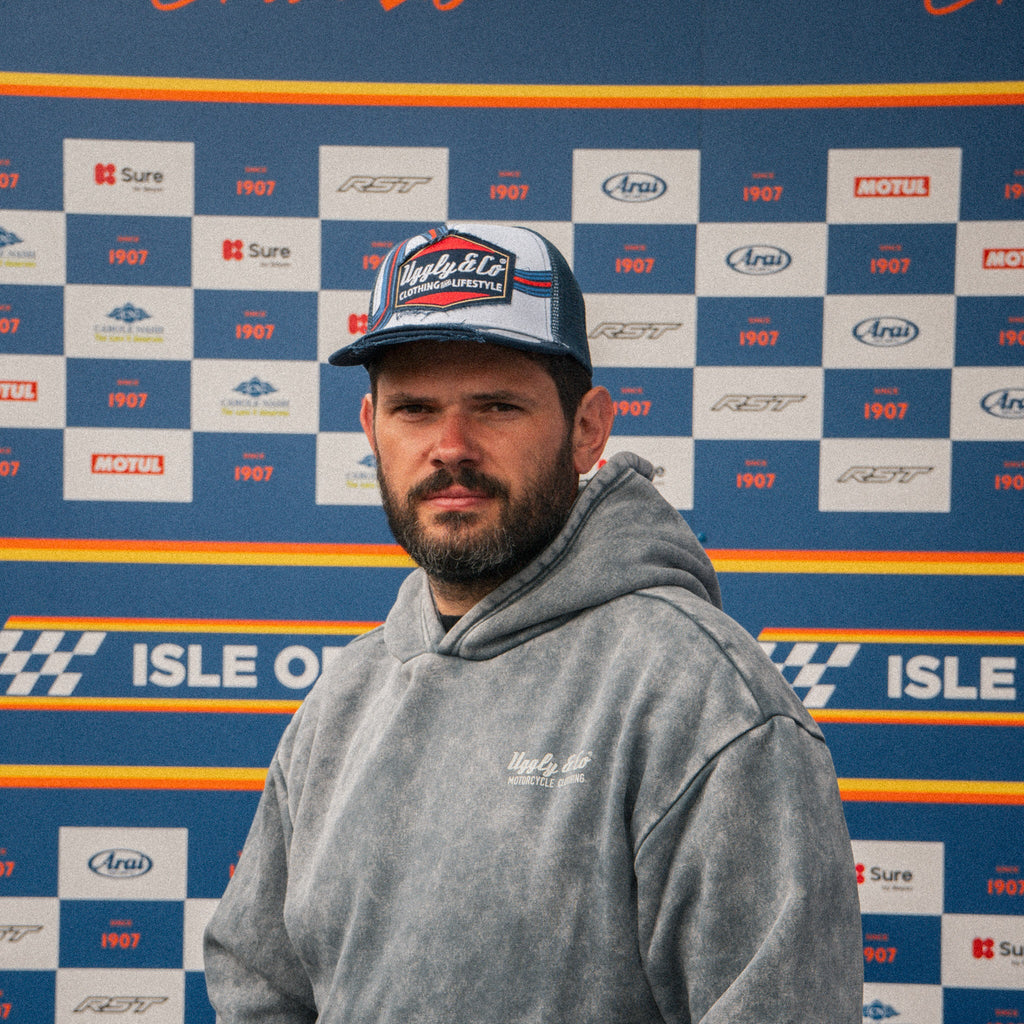 Uggly & Co Retro Blue & Red Diamond Trucker Hat – Vintage Racing Cap