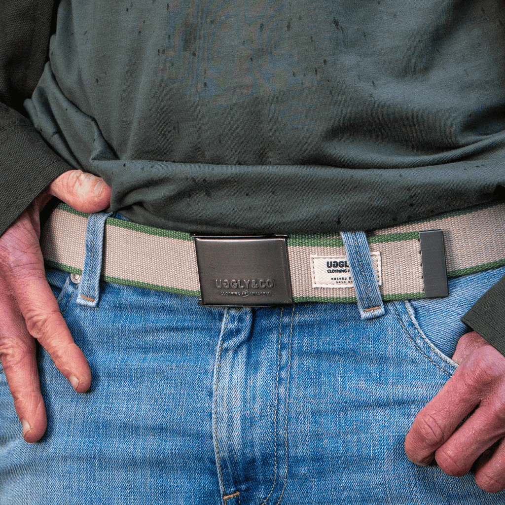 Uggly and Co Reversible Green Canvas Utility Belt with Bottle Opener