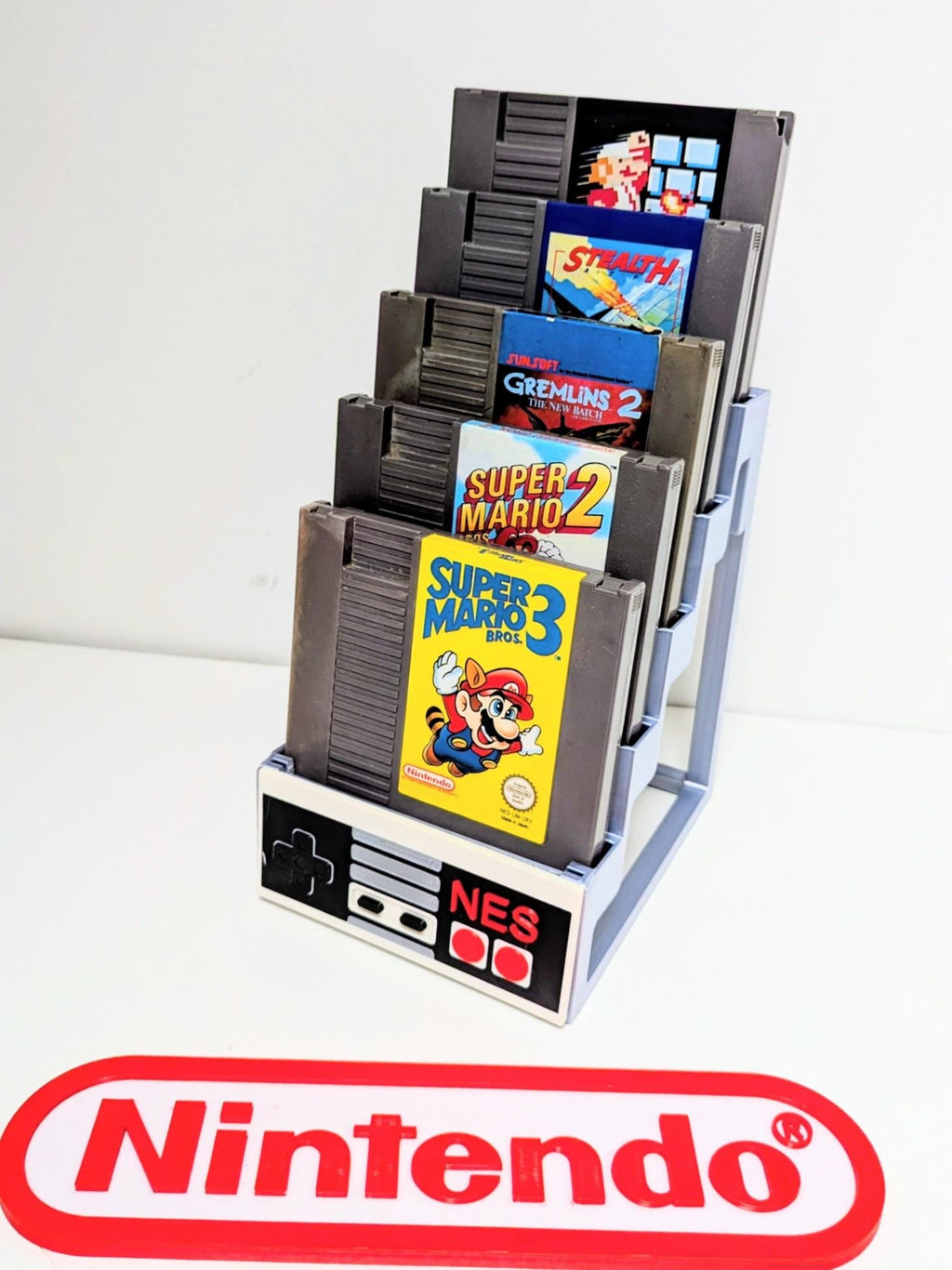 Chaddyverse NES Game Cartridge Stand - 3D Printed 5 Slot Retro Display