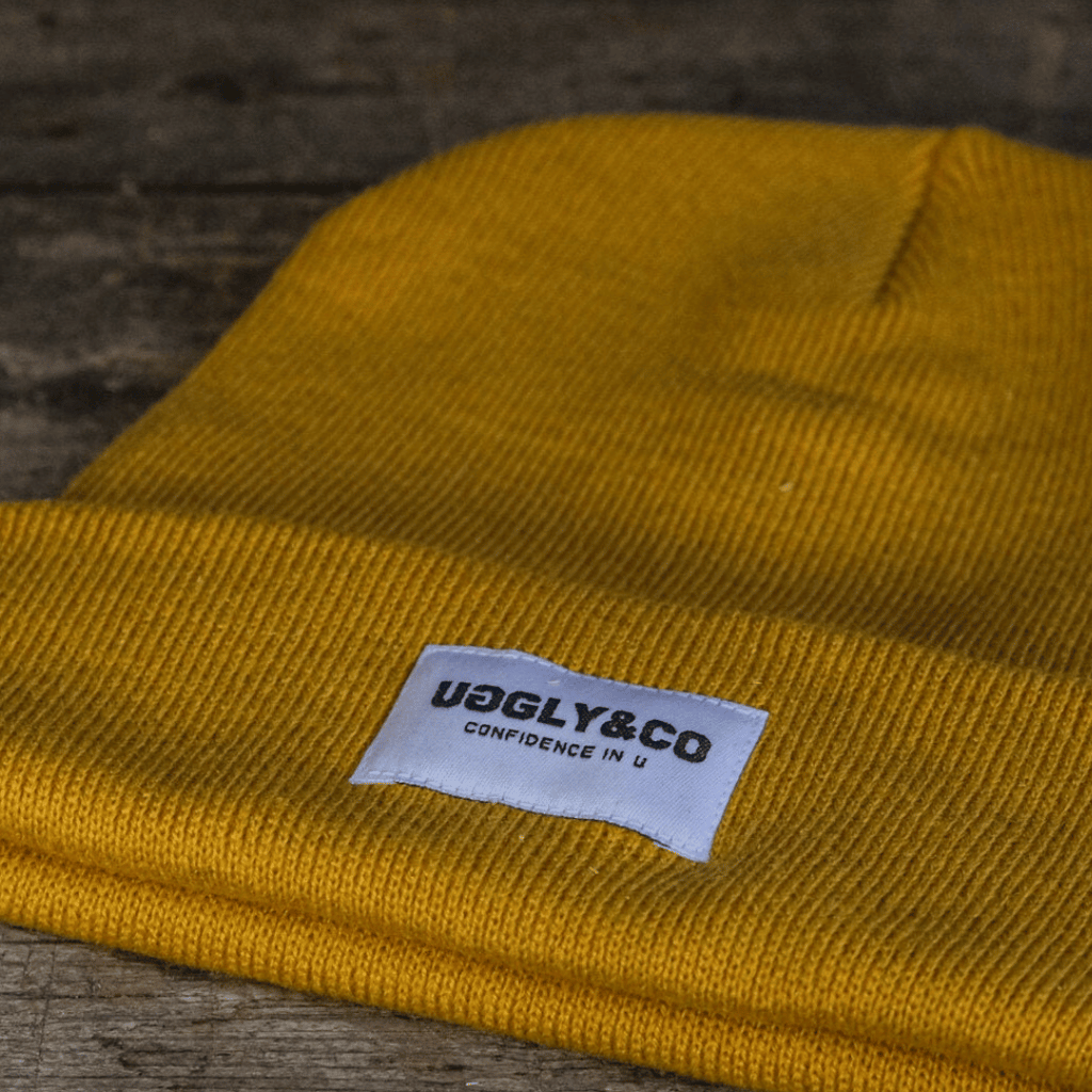 Uggly and Co Yellow Fisherman Beanie – Soft Acrylic Cuffed Knit Cap
