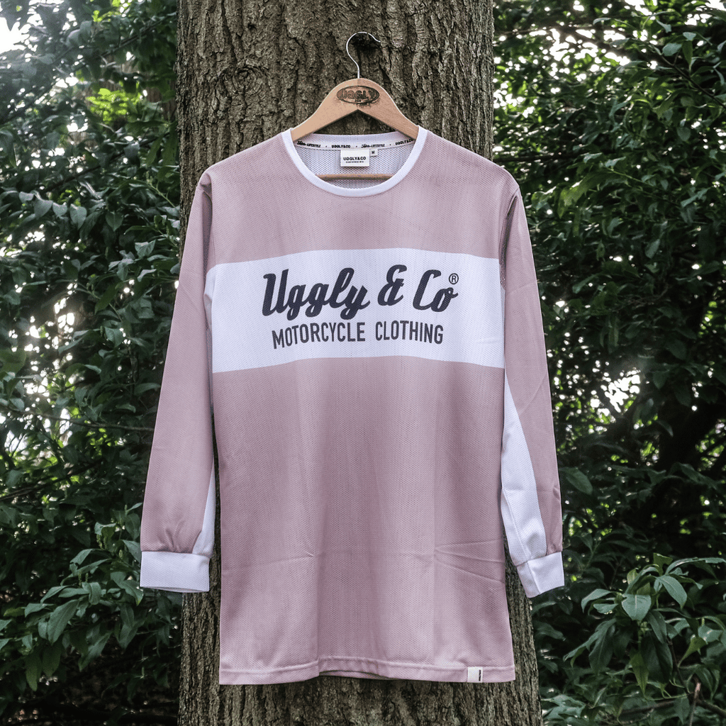 Uggly & Co Beige Diamond Vintage Motocross Jersey – Breathable Mesh MX Shirt