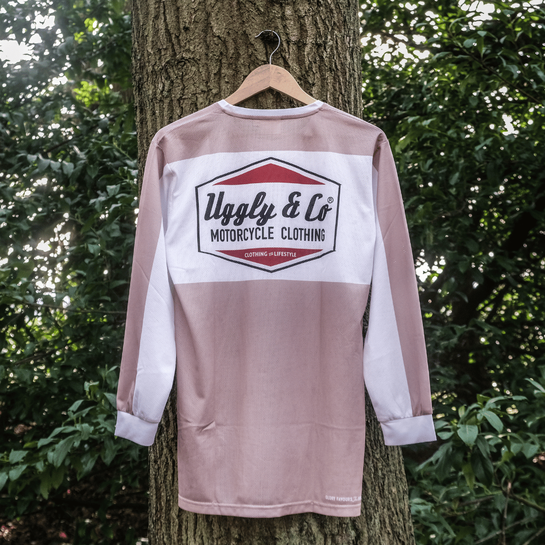 Uggly & Co Beige Diamond Vintage Motocross Jersey – Breathable Mesh MX Shirt