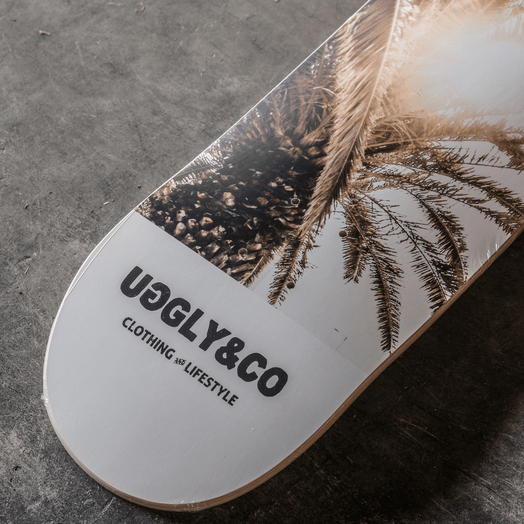 Uggly&Co Palm Trees Skateboard Deck – 8.25 Inch Maple Wood Wall Art