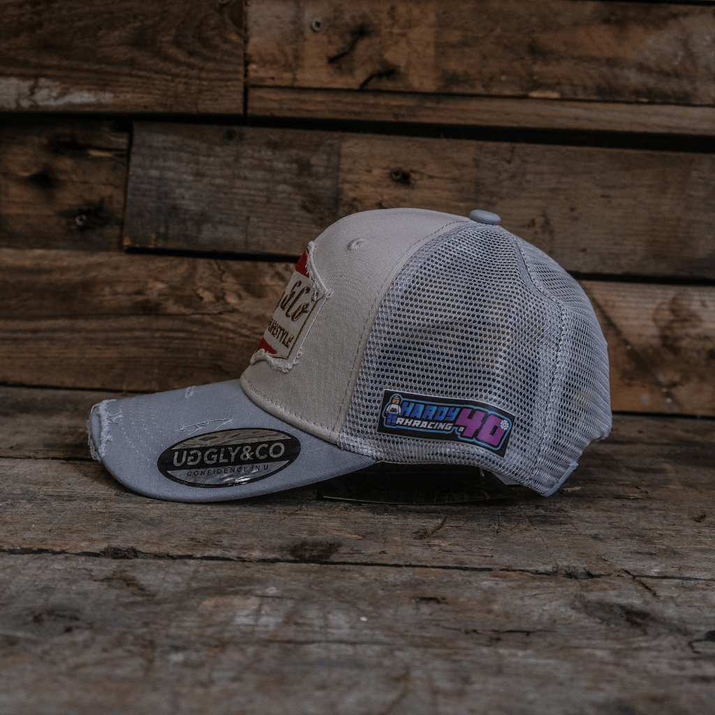 Uggly & Co Silver & Grey Diamond Trucker Hat – Vintage Motorsport Cap