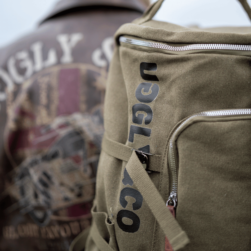 Uggly & Co Aviation Duffle Bag – Green Cotton Canvas Military Travel Bag