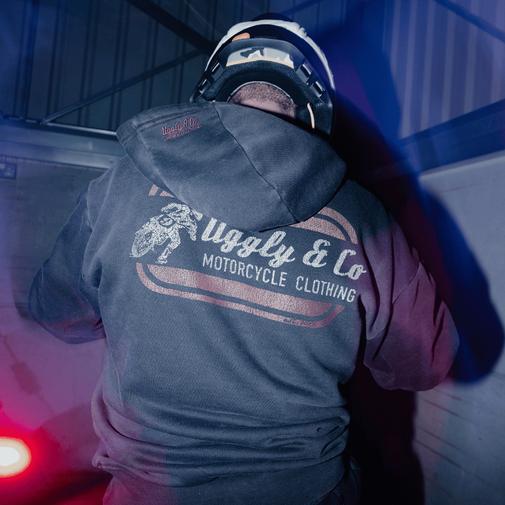 Uggly & Co Black Flattrack Hoodie – Heavyweight Vintage Racing Cotton