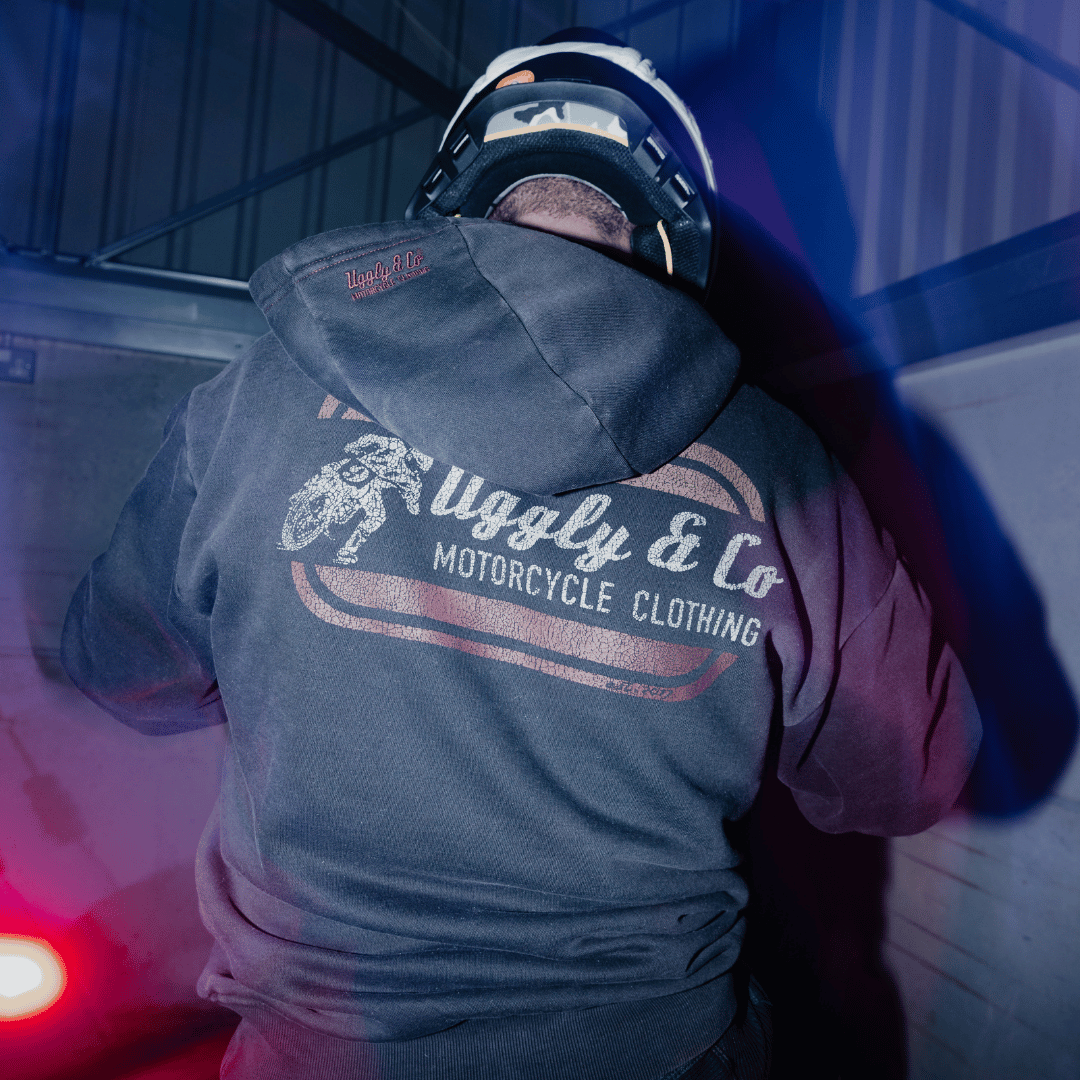 Uggly & Co Black Flattrack Hoodie – Heavyweight Vintage Racing Cotton