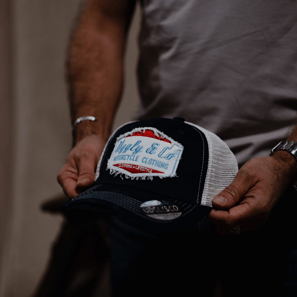Uggly and Co Blue Diamond Trucker Hat – Vintage Distressed Mesh Cap