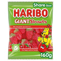 Haribo Giant Strawbs – Strawberry Gummy Candy Fruit Sweets, 160g Bag