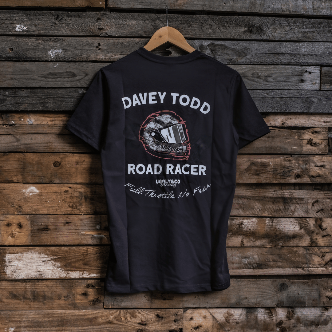 Uggly and Co Davey Todd Road Racer Tee – Vintage Grey Cotton T-Shirt