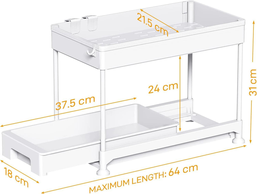 Ronlap 2-Tier Under Sink Organizer – Slide Out Kitchen Storage Drawer
