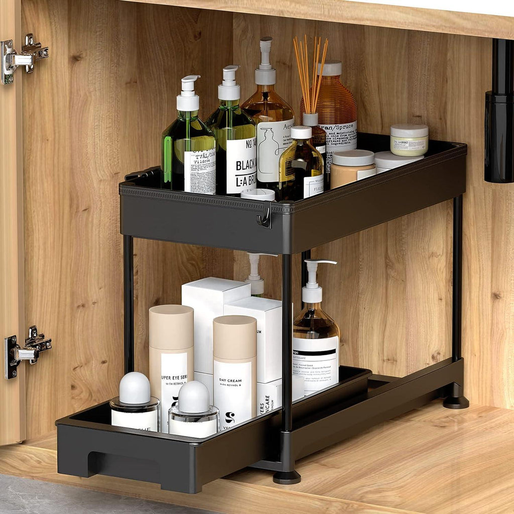 Ronlap 2-Tier Under Sink Organizer – Slide Out Kitchen Storage Drawer