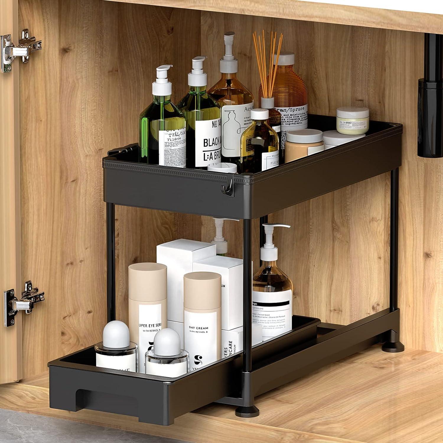 Ronlap 2-Tier Under Sink Organizer – Slide Out Kitchen Storage Drawer