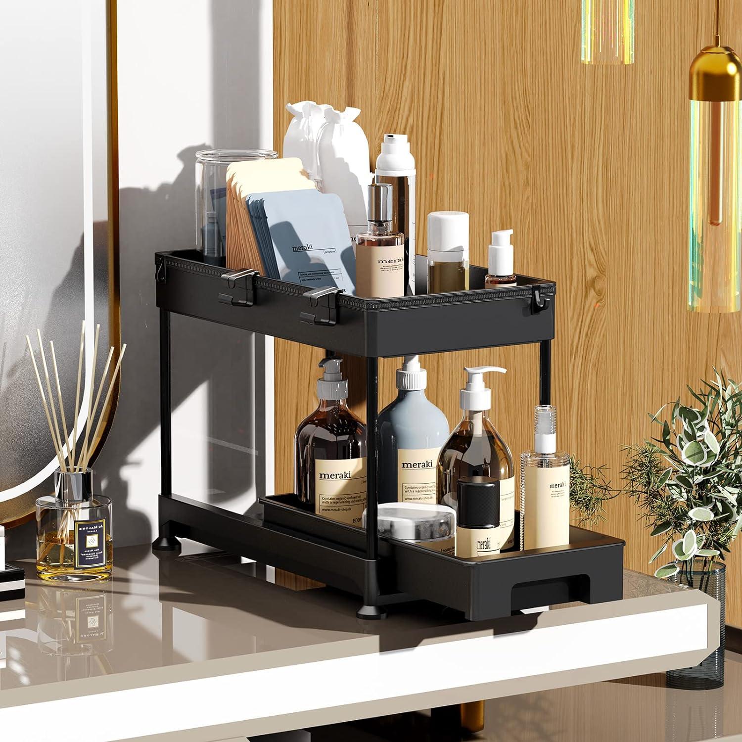 Ronlap 2-Tier Under Sink Organizer – Slide Out Kitchen Storage Drawer