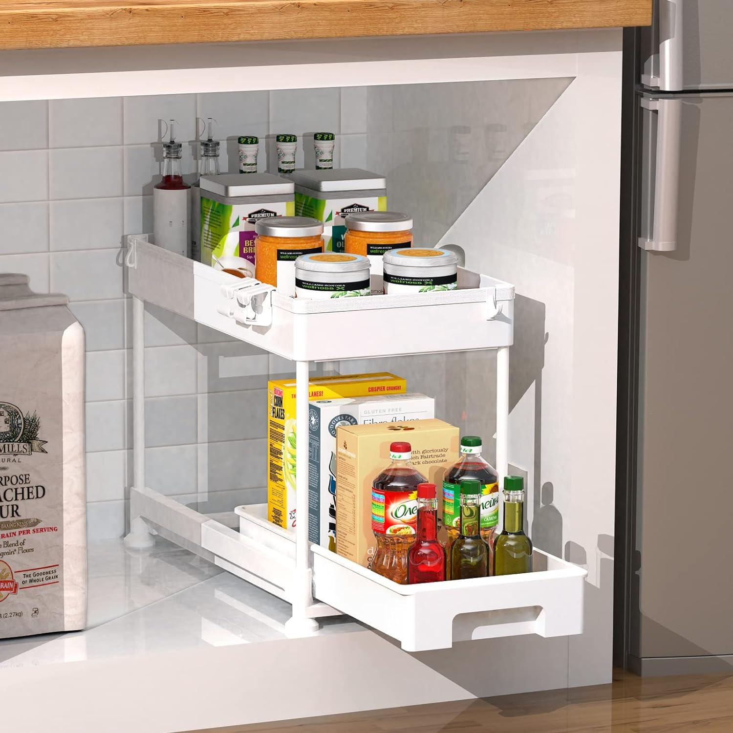 Ronlap 2-Tier Under Sink Organizer – Slide Out Kitchen Storage Drawer