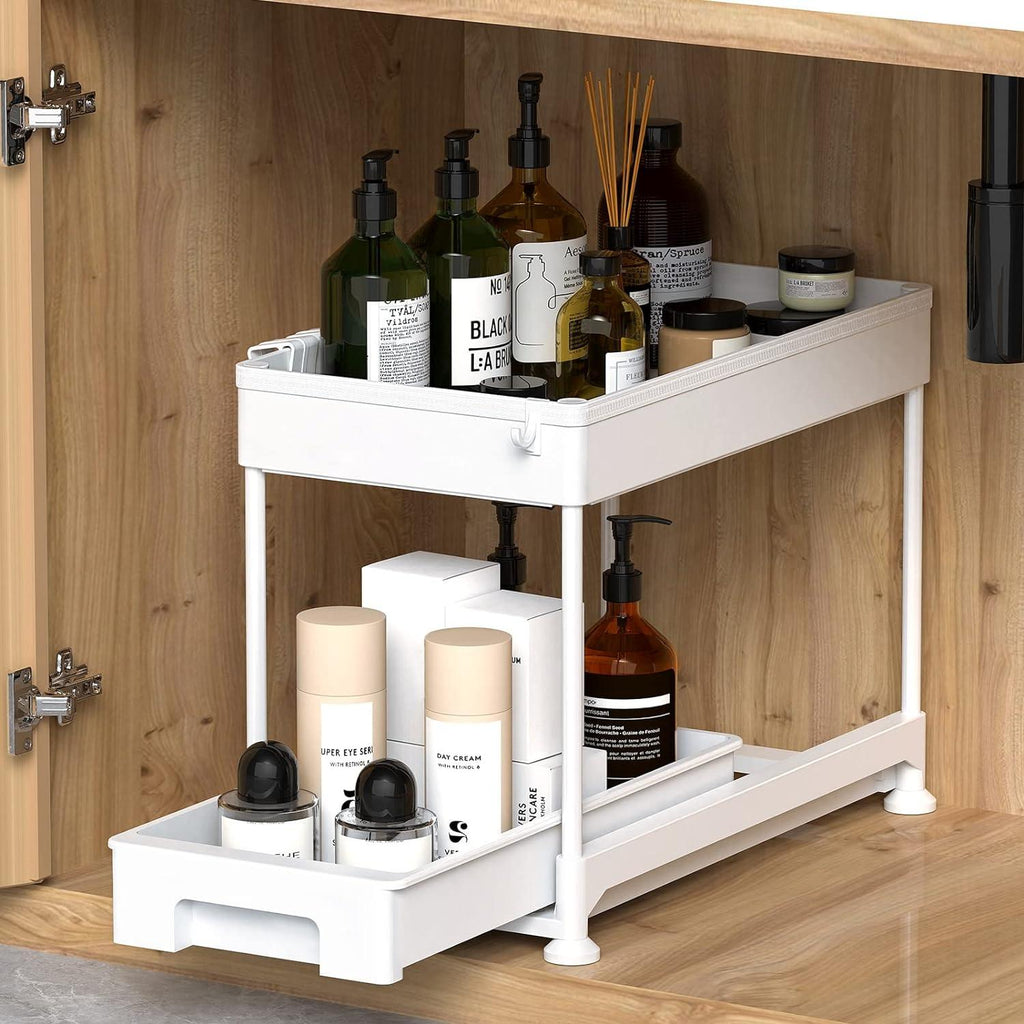 Ronlap 2-Tier Under Sink Organizer – Slide Out Kitchen Storage Drawer