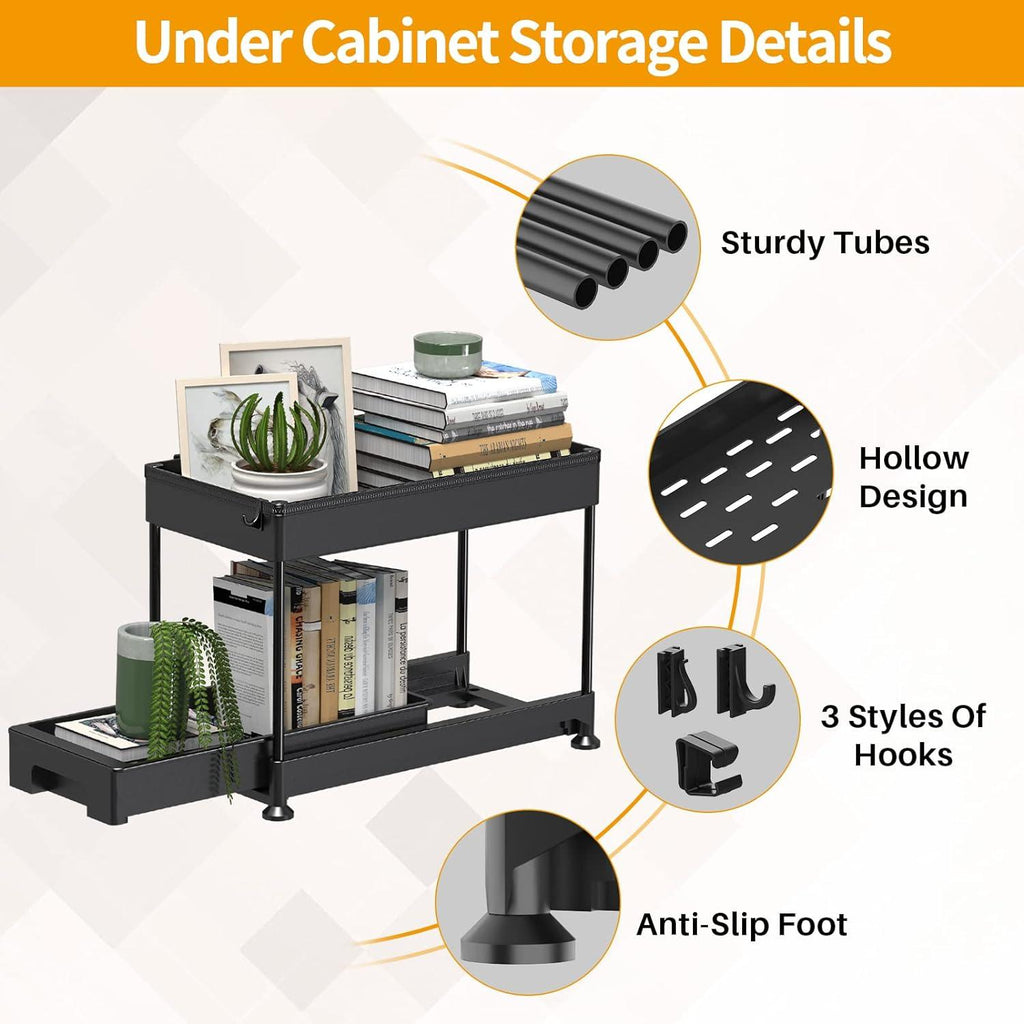 Ronlap 2-Tier Under Sink Organizer – Slide Out Kitchen Storage Drawer