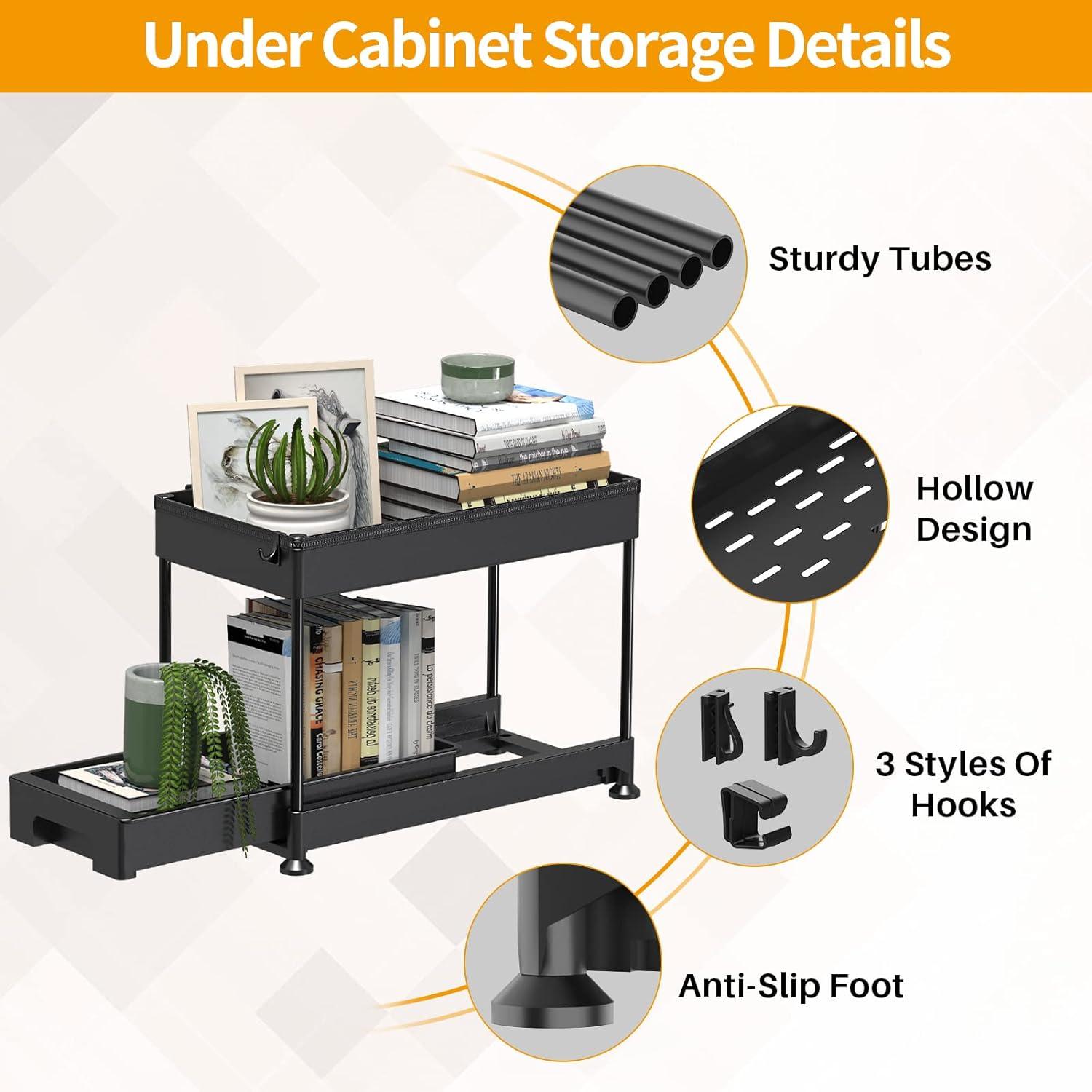 Ronlap 2-Tier Under Sink Organizer – Slide Out Kitchen Storage Drawer