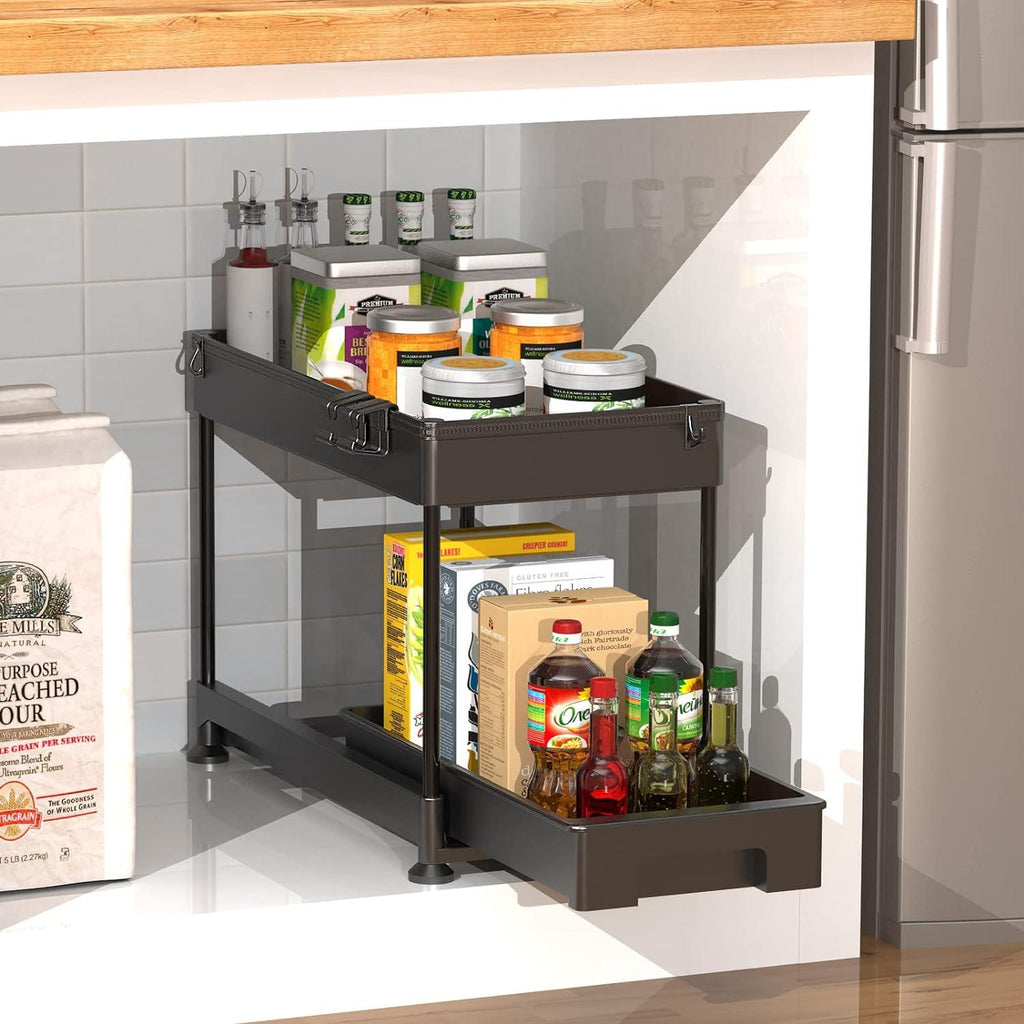 Ronlap 2-Tier Under Sink Organizer – Slide Out Kitchen Storage Drawer