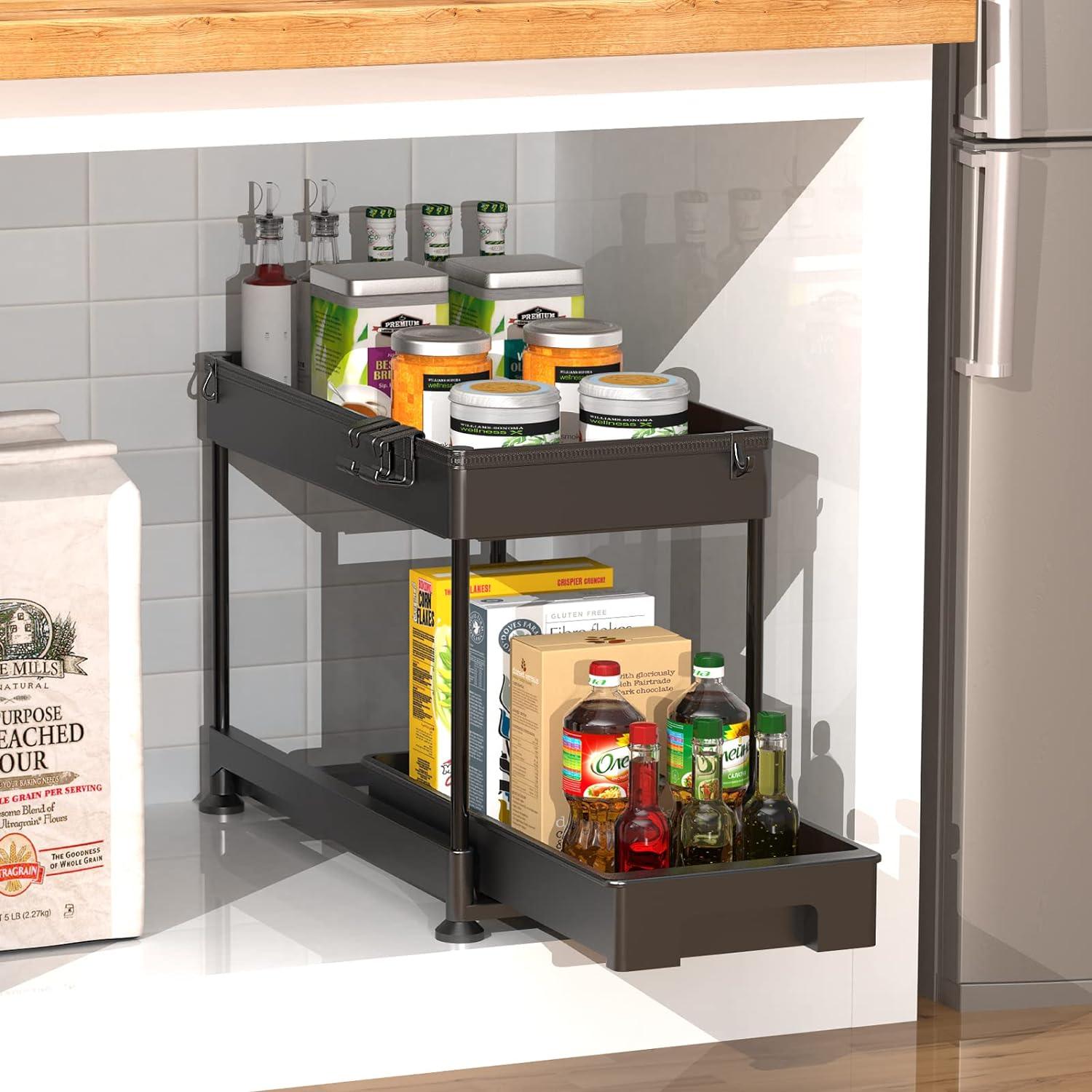Ronlap 2-Tier Under Sink Organizer – Slide Out Kitchen Storage Drawer