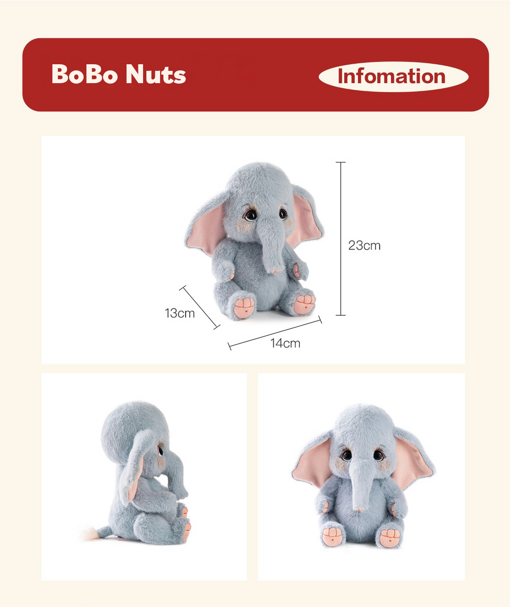 LuLuFun Studio Rubii Elephant Plush Toy – Handmade Blue Boucle Stuffed Animal