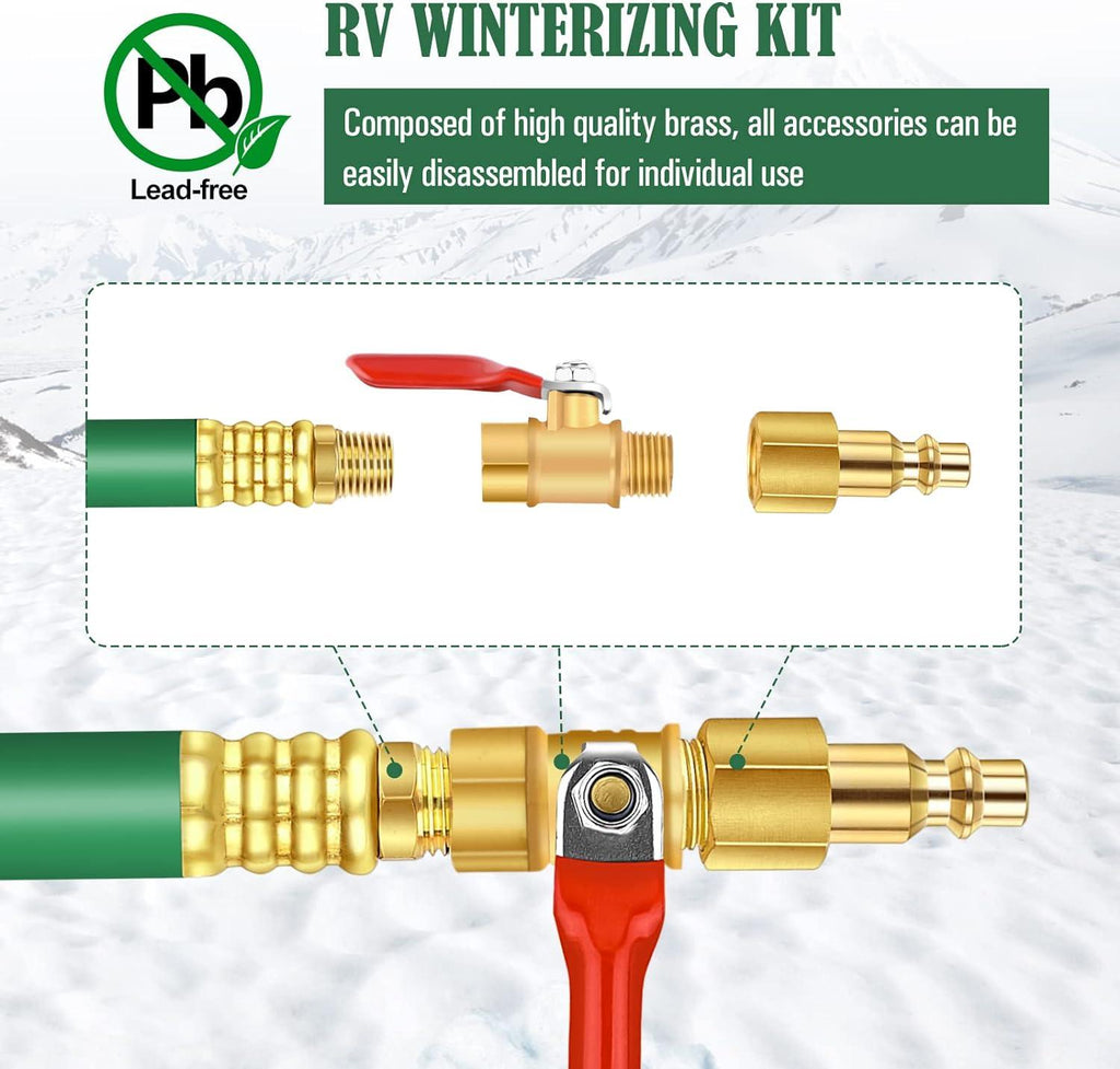 LAFERKA RV Winterizing Kit – Air Water Blowout Adapter Plug with Valve