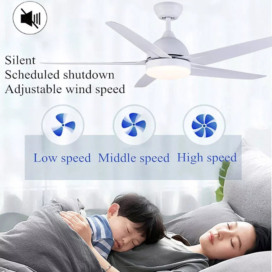 CJOY 52" Ceiling Fan with Dimmable LED Light and Remote, 5 ABS Blades
