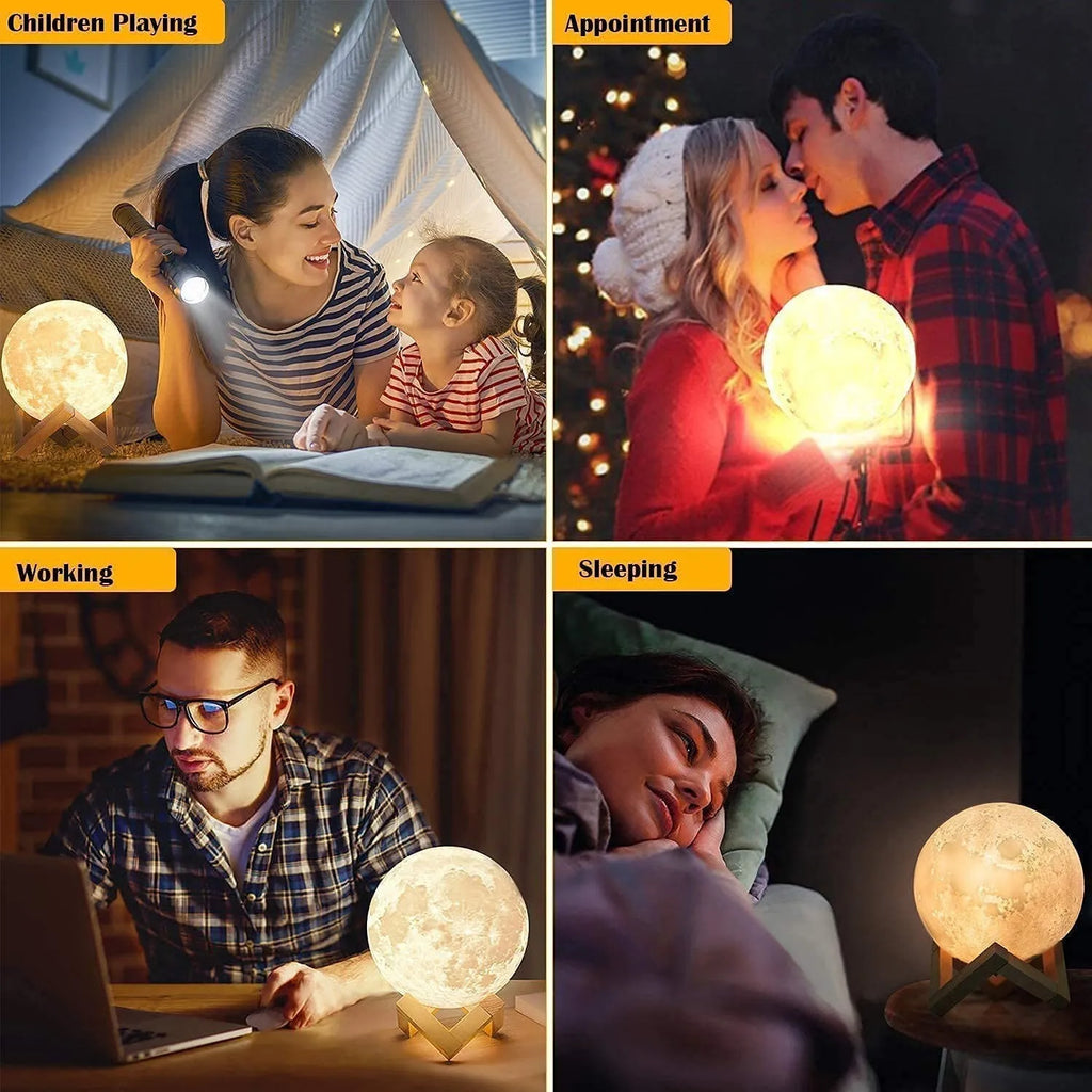 AGM 3D Printed Moon Lamp | 16 Color RGB LED Night Light with Remote