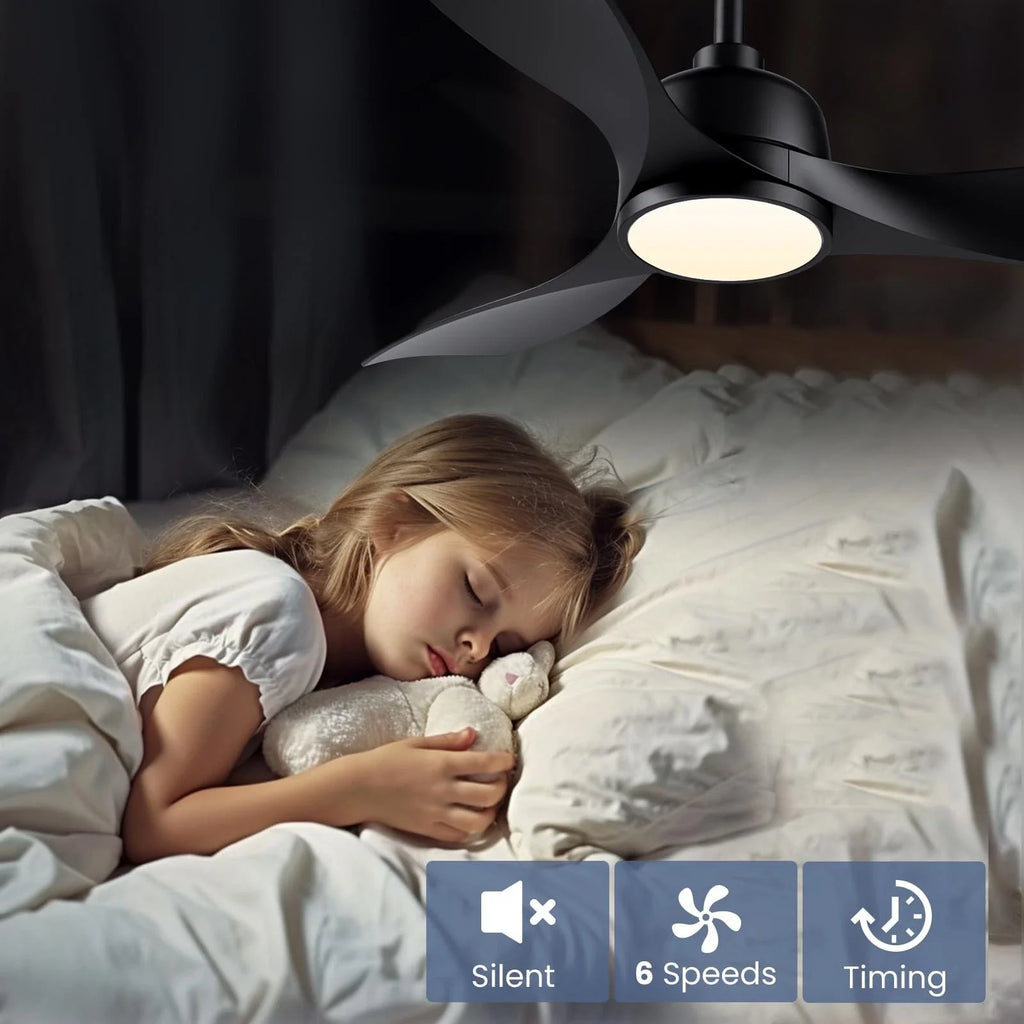 CJOY 42" Ceiling Fan with Light and Remote | Quiet DC Motor, Black
