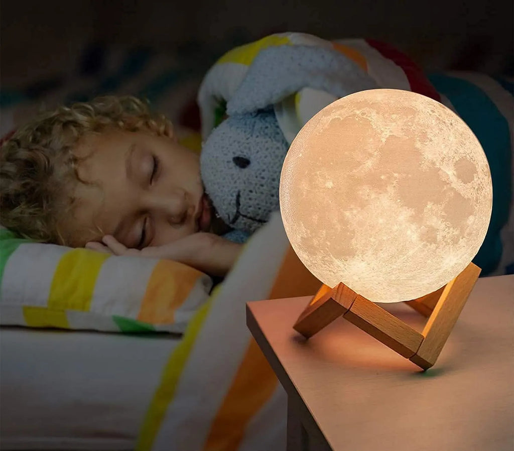 AGM 3D Printed Moon Lamp | 16 Color RGB LED Night Light with Remote