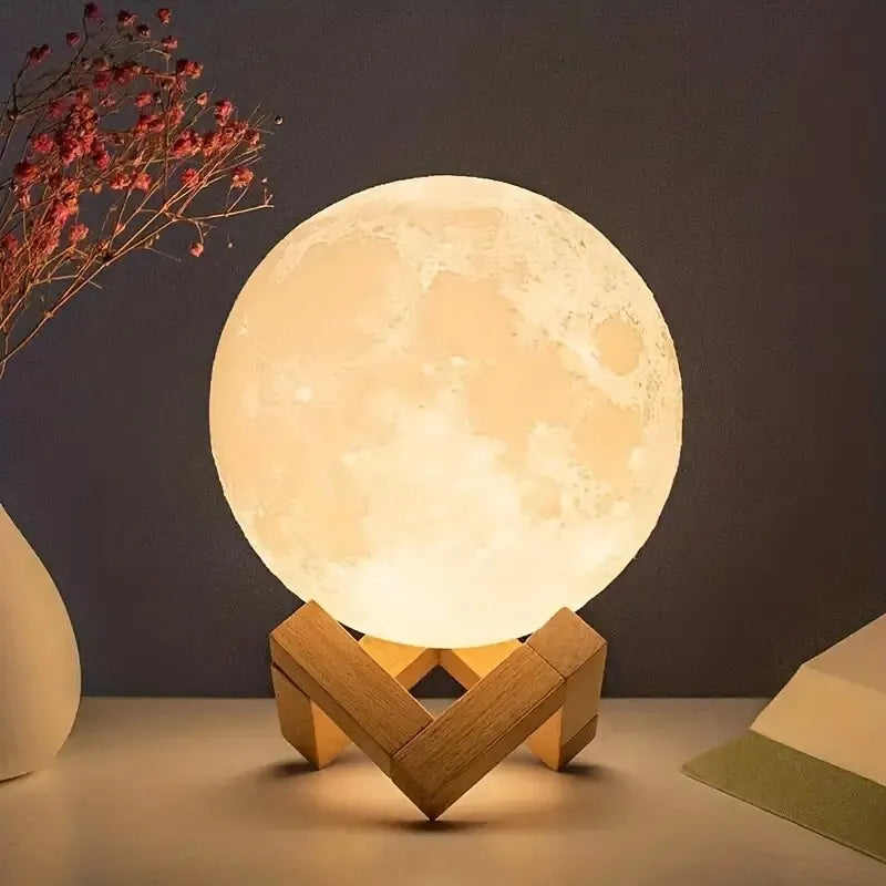AGM 3D Printed Moon Lamp | 16 Color RGB LED Night Light with Remote
