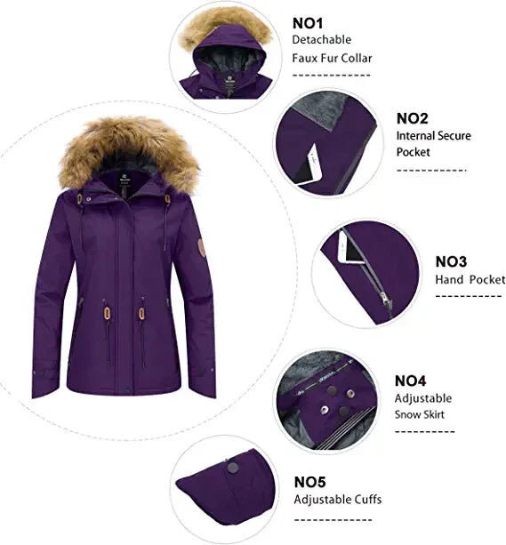 Wantdo Women's Waterproof Ski Jacket | Windproof Winter Snowboard Coat