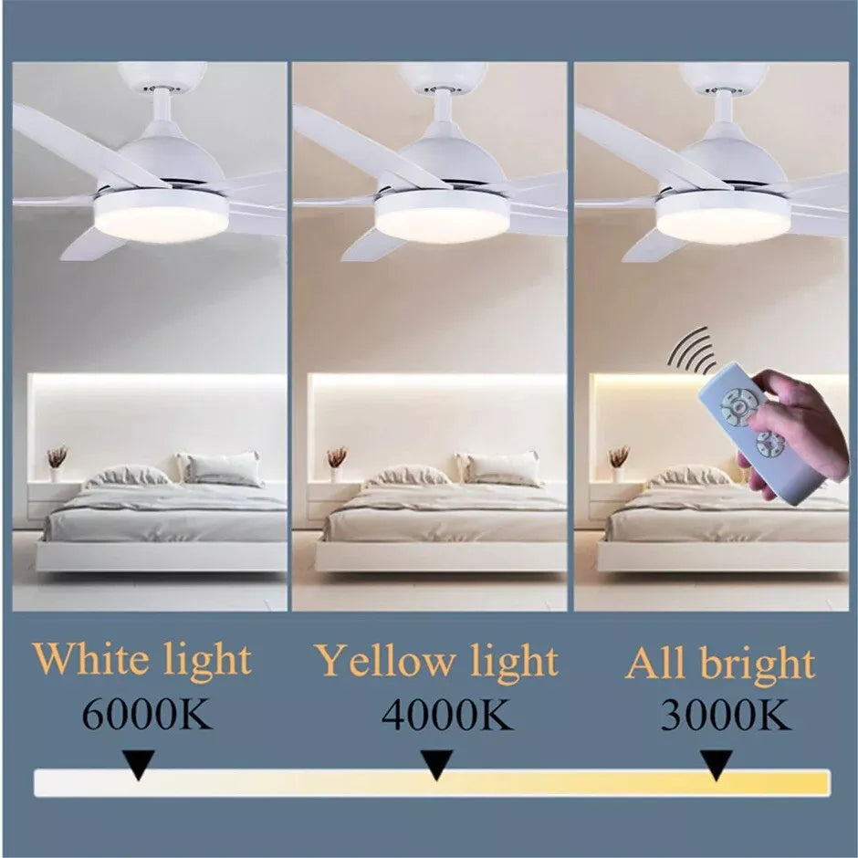 CJOY 52" Ceiling Fan with Dimmable LED Light and Remote, 5 ABS Blades