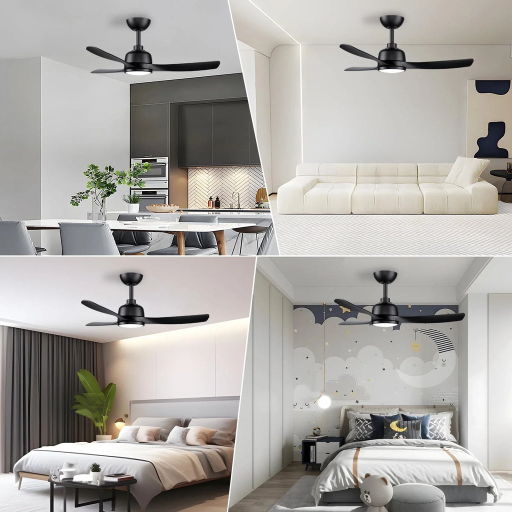 CJOY 42" Ceiling Fan with Light and Remote | Quiet DC Motor, Black