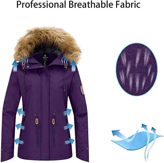 Wantdo Women's Waterproof Ski Jacket | Windproof Winter Snowboard Coat