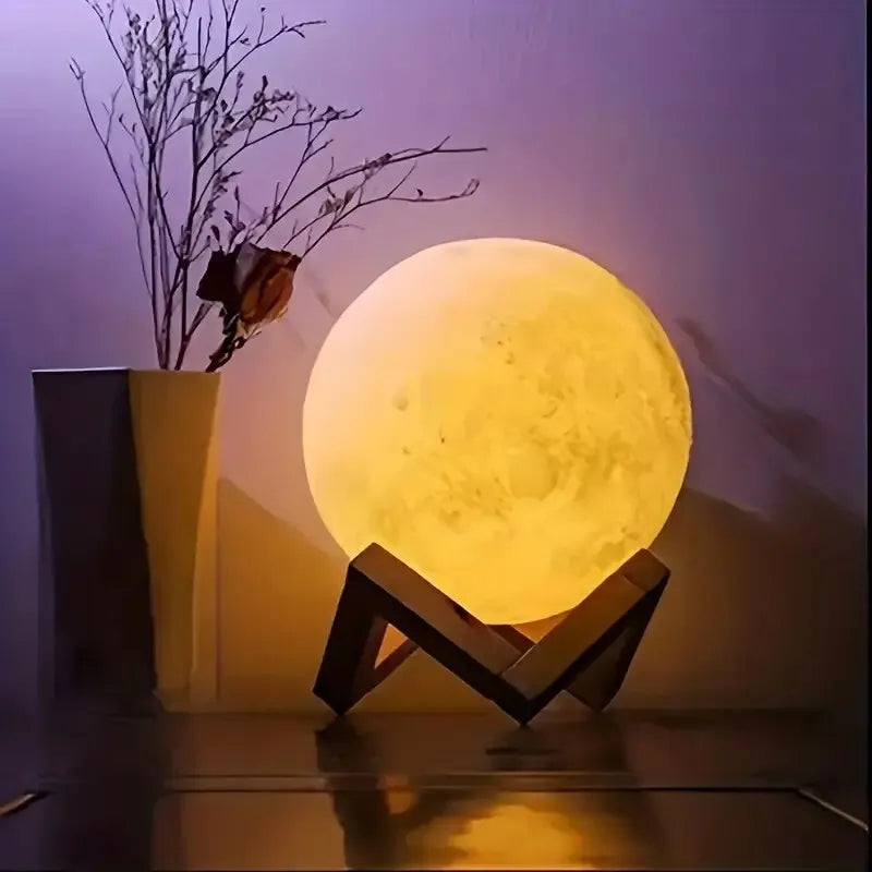 AGM 3D Printed Moon Lamp | 16 Color RGB LED Night Light with Remote