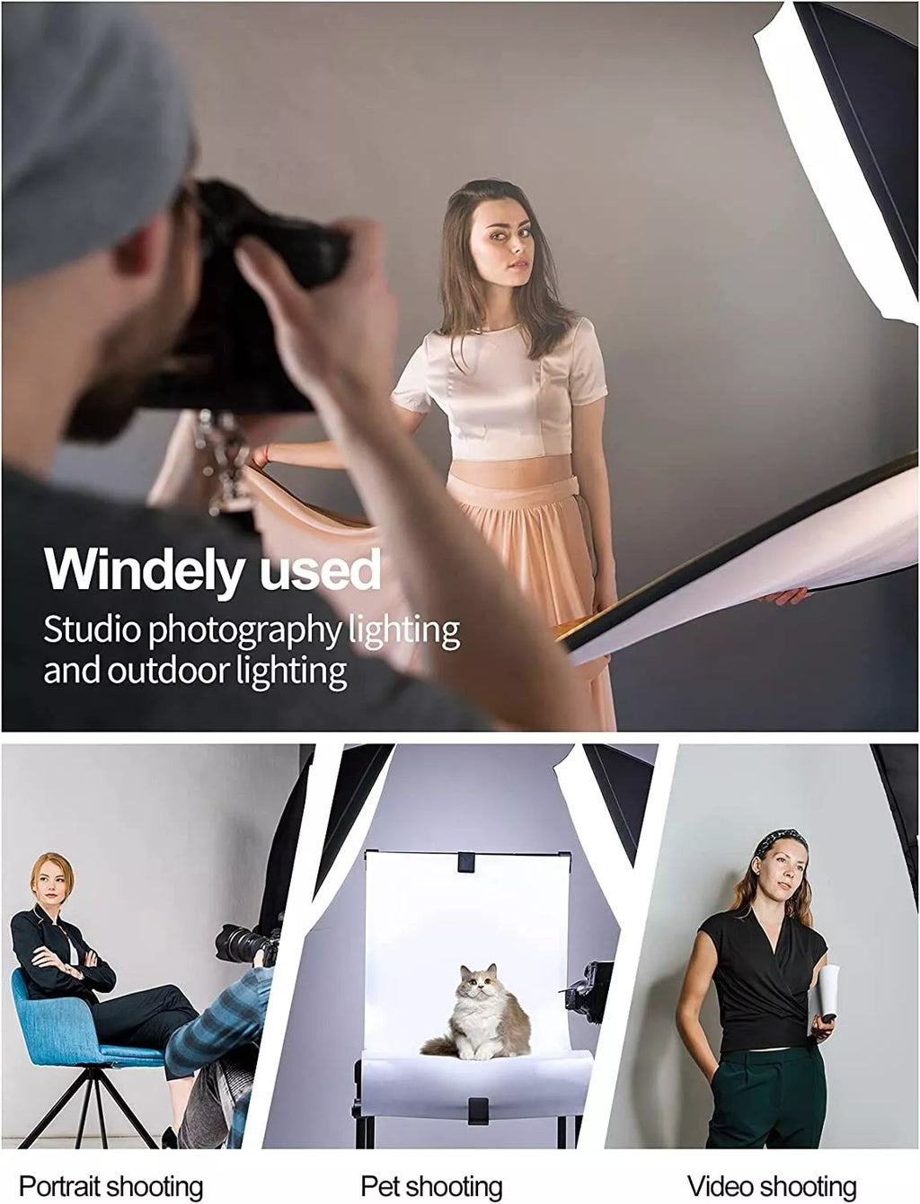 EMART Softbox Lighting Kit | 60x60cm Studio Photography Set with Reflector