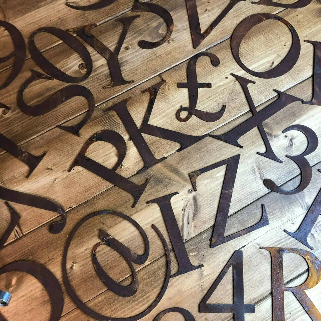 Rustic Metal Alphabet Letters & Numbers – 5 Inch Steel Wall Art by RWN