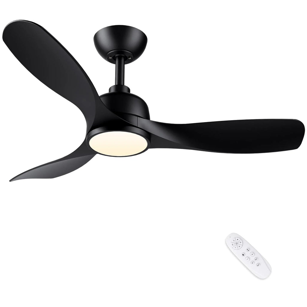 CJOY 42" Ceiling Fan with Light and Remote | Quiet DC Motor, Black