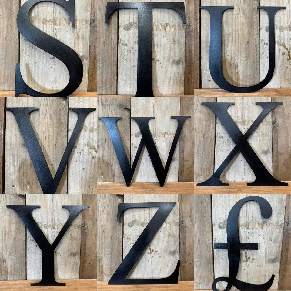 Vintage Black Metal Alphabet Letters – Decorative Wall Signage by Rustic Warehouse