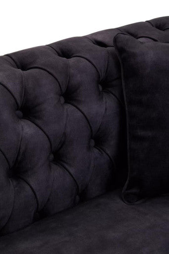 Orsina Sabrina 3 Seater Grey Velvet Sofa | Button Tufted Living Room Couch