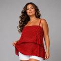 STRAPPY PLEATED LAYERED CAMI TOP BLOUSE